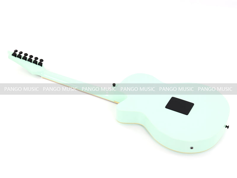 Gloss Mint Green Thin Body Acoustic-Electric Guitar with Slotted Sound Holes (LE-552)