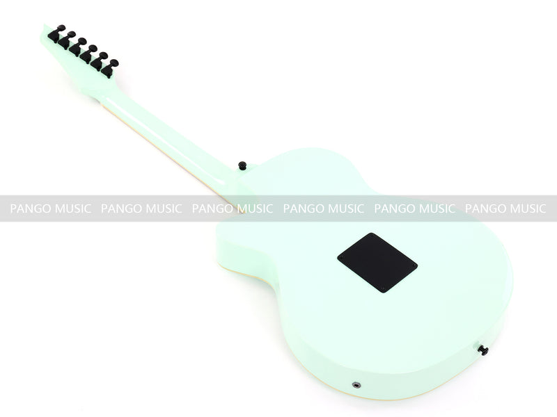 Gloss Mint Green Thin Body Acoustic-Electric Guitar with Slotted Sound Holes (LE-552)