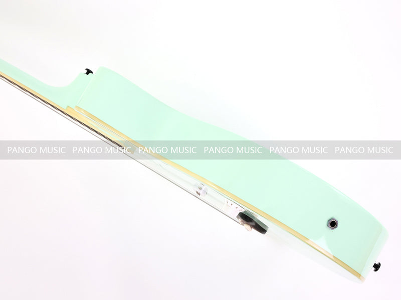 Gloss Mint Green Thin Body Acoustic-Electric Guitar with Slotted Sound Holes (LE-552)
