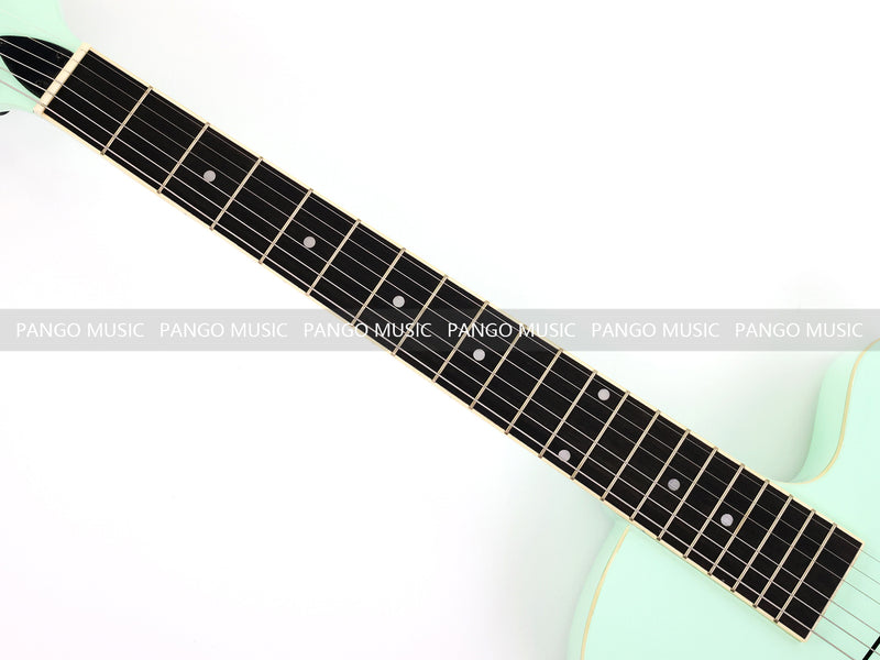 Gloss Mint Green Thin Body Acoustic-Electric Guitar with Slotted Sound Holes (LE-552)