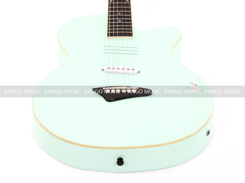 Gloss Mint Green Thin Body Acoustic-Electric Guitar with Slotted Sound Holes (LE-552)