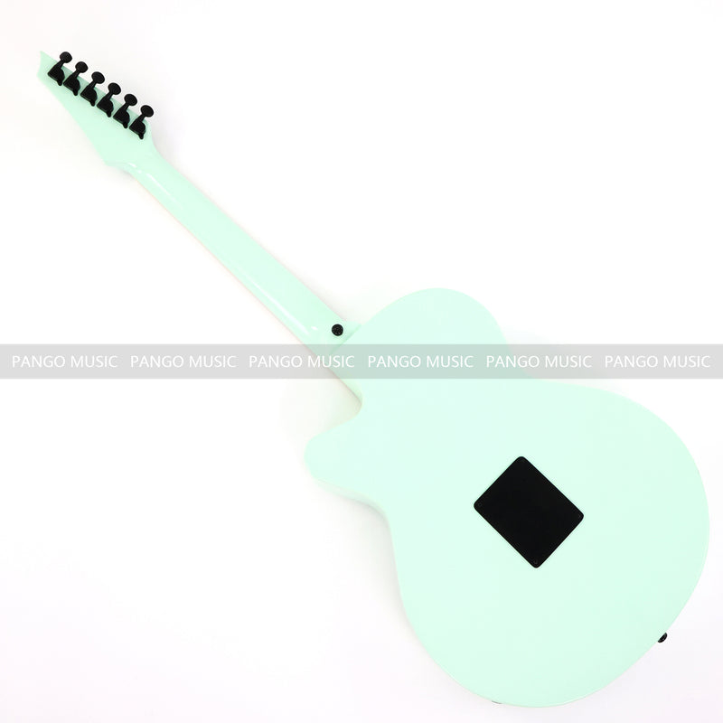 Gloss Mint Green Thin Body Acoustic-Electric Guitar with Slotted Sound Holes (LE-552)