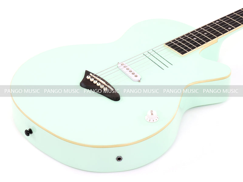 Gloss Mint Green Thin Body Acoustic-Electric Guitar with Slotted Sound Holes (LE-552)