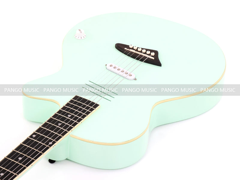 Gloss Mint Green Thin Body Acoustic-Electric Guitar with Slotted Sound Holes (LE-552)