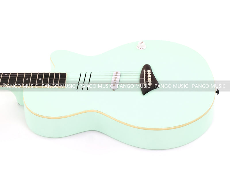 Gloss Mint Green Thin Body Acoustic-Electric Guitar with Slotted Sound Holes (LE-552)