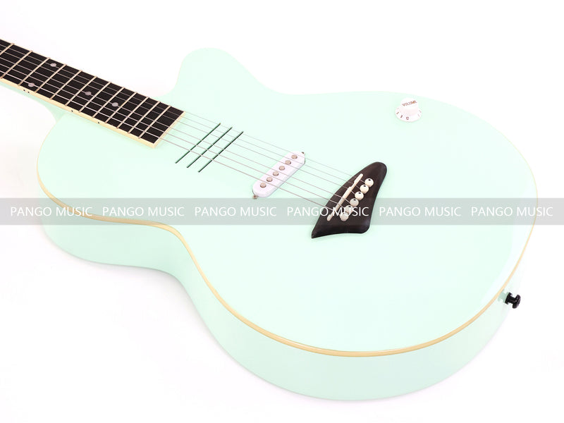 Gloss Mint Green Thin Body Acoustic-Electric Guitar with Slotted Sound Holes (LE-552)
