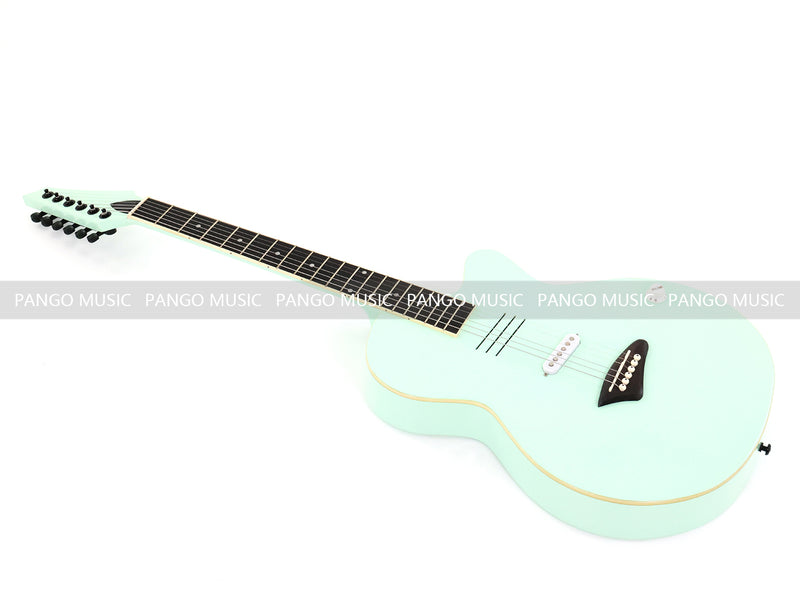 Gloss Mint Green Thin Body Acoustic-Electric Guitar with Slotted Sound Holes (LE-552)