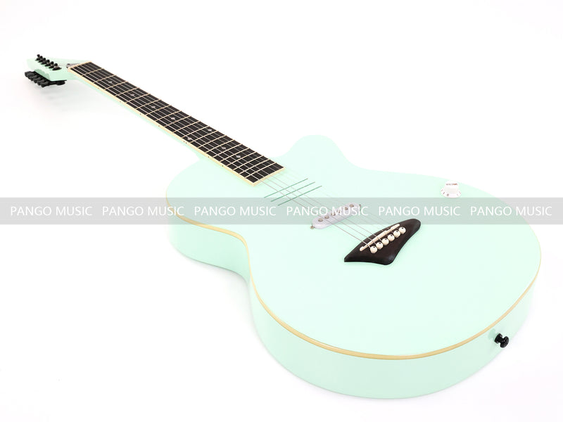 Gloss Mint Green Thin Body Acoustic-Electric Guitar with Slotted Sound Holes (LE-552)