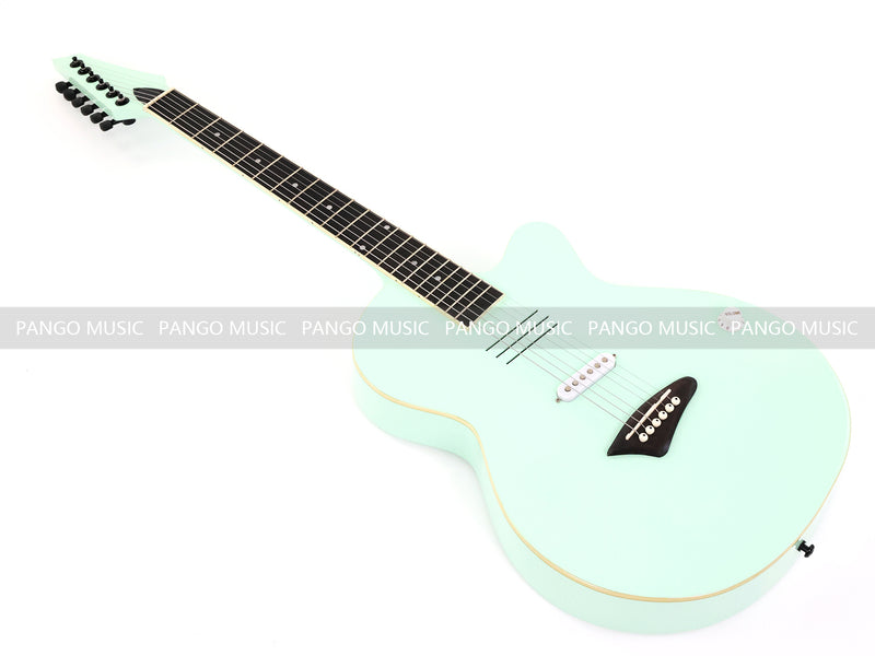 Gloss Mint Green Thin Body Acoustic-Electric Guitar with Slotted Sound Holes (LE-552)