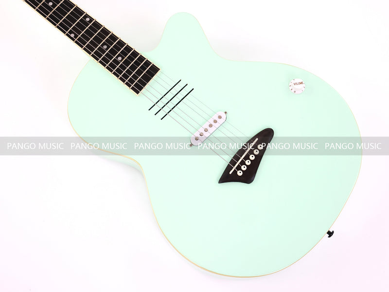 Gloss Mint Green Thin Body Acoustic-Electric Guitar with Slotted Sound Holes (LE-552)