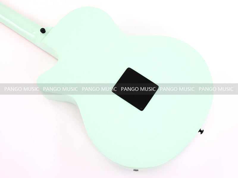 Gloss Mint Green Thin Body Acoustic-Electric Guitar with Slotted Sound Holes (LE-552)