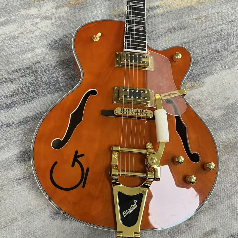 Gloss Orange Gre Style Hollow Body Electric Guitar (LRG-008)