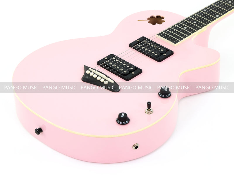 Gloss Soft Pink Thin Body Acoustic-Electric Guitar with Four-Leaf Clover Shaped Sound Hole (LE-550)
