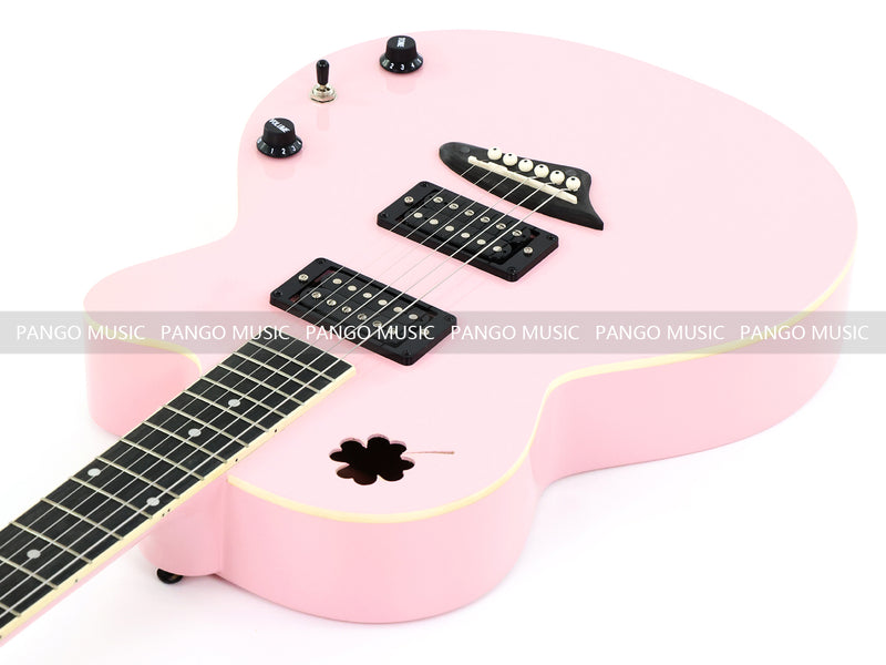 Gloss Soft Pink Thin Body Acoustic-Electric Guitar with Four-Leaf Clover Shaped Sound Hole (LE-550)