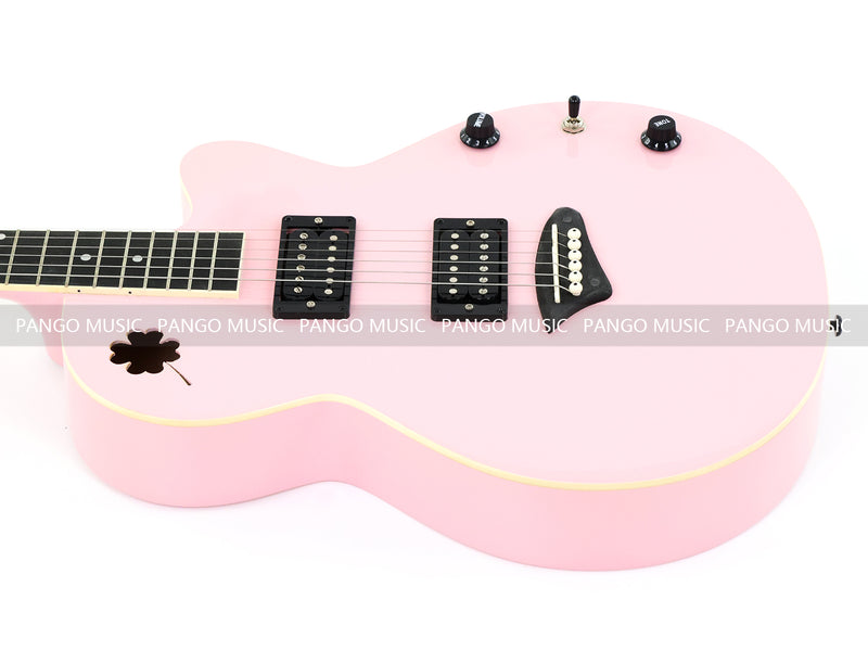Gloss Soft Pink Thin Body Acoustic-Electric Guitar with Four-Leaf Clover Shaped Sound Hole (LE-550)
