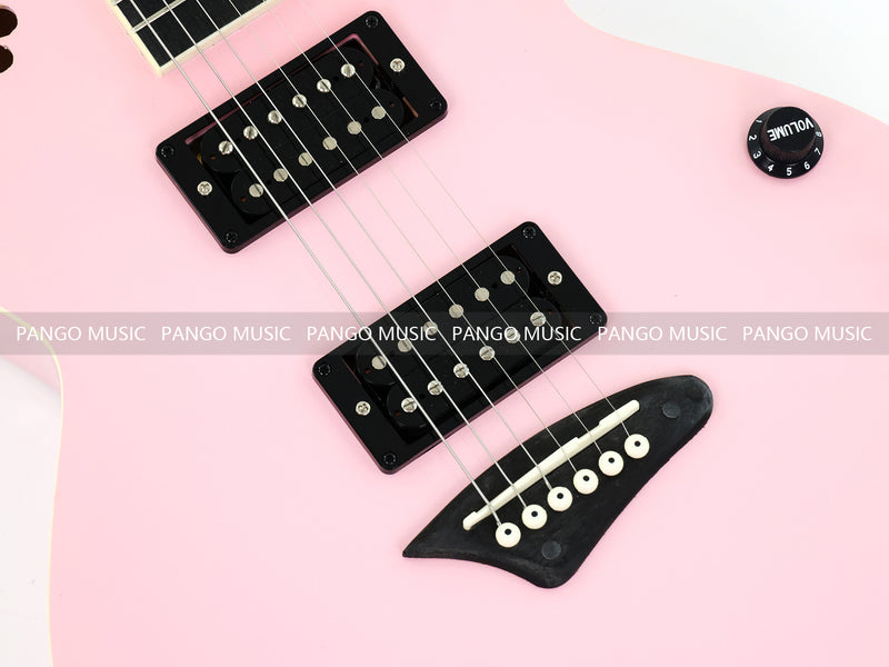 Gloss Soft Pink Thin Body Acoustic-Electric Guitar with Four-Leaf Clover Shaped Sound Hole (LE-550)