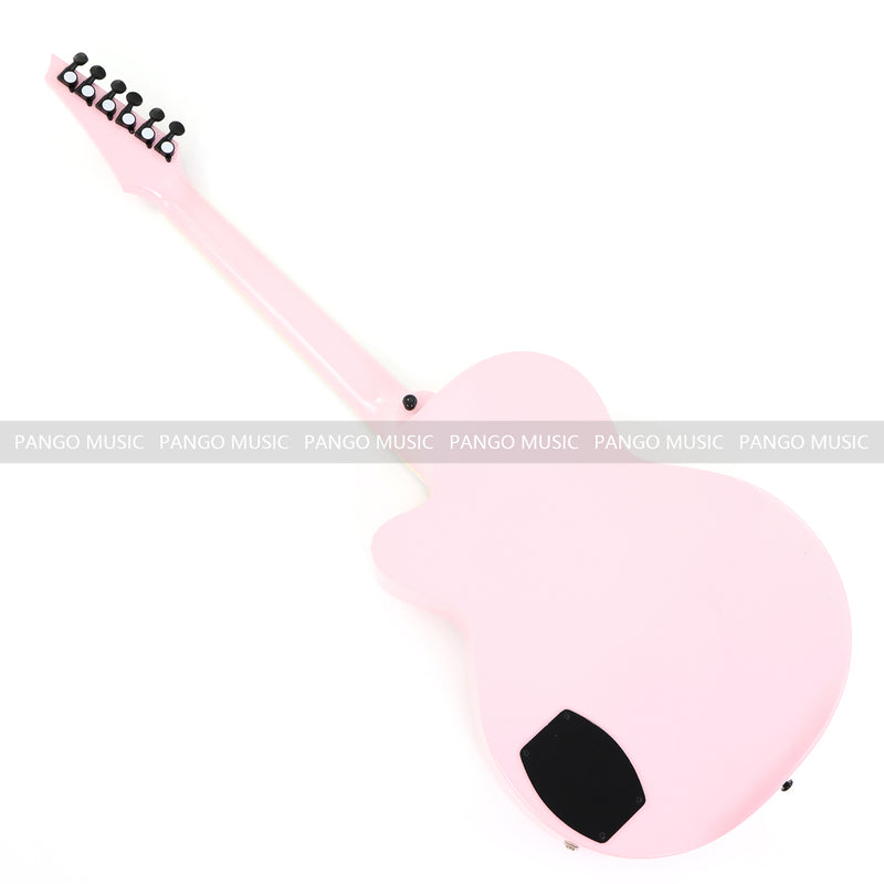 Gloss Soft Pink Thin Body Acoustic-Electric Guitar with Four-Leaf Clover Shaped Sound Hole (LE-550)