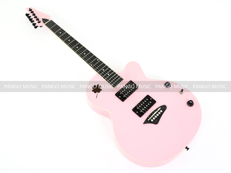 Gloss Soft Pink Thin Body Acoustic-Electric Guitar with Four-Leaf Clover Shaped Sound Hole (LE-550)