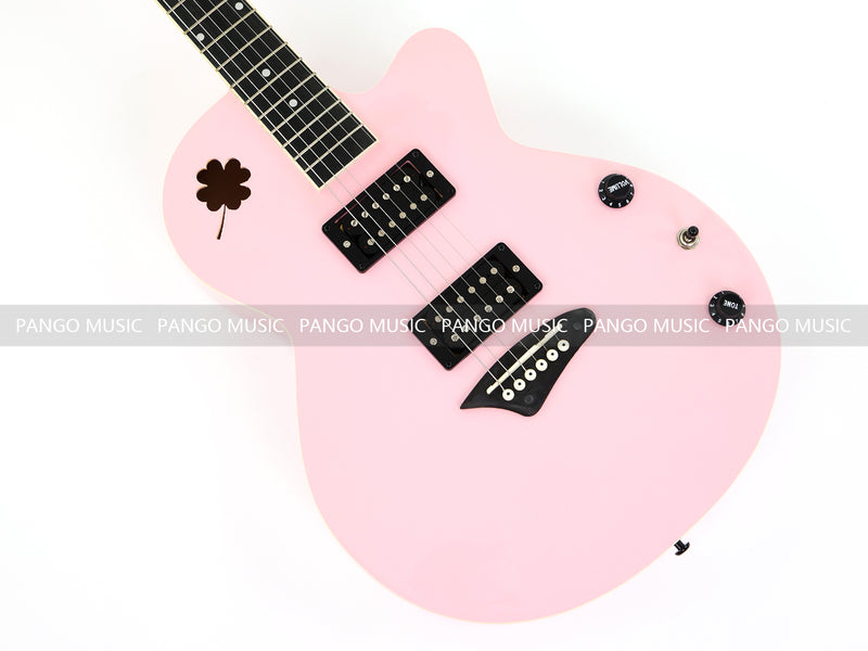 Gloss Soft Pink Thin Body Acoustic-Electric Guitar with Four-Leaf Clover Shaped Sound Hole (LE-550)