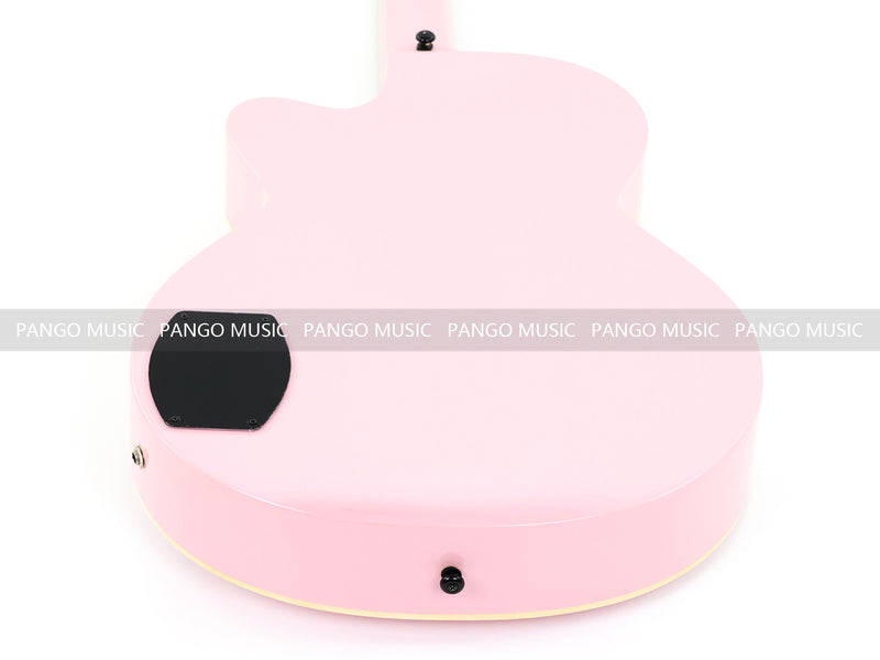 Gloss Soft Pink Thin Body Acoustic-Electric Guitar with Four-Leaf Clover Shaped Sound Hole (LE-550)