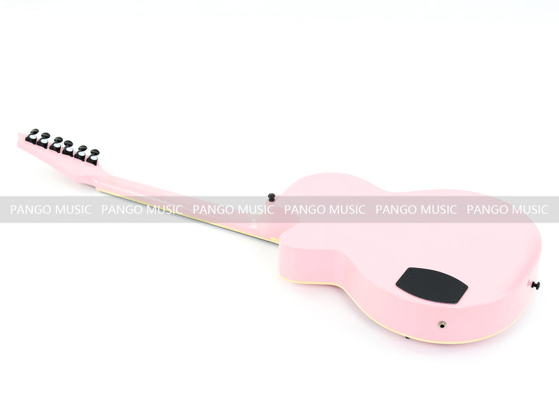 Gloss Soft Pink Thin Body Acoustic-Electric Guitar with Four-Leaf Clover Shaped Sound Hole (LE-550)