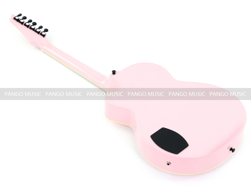Gloss Soft Pink Thin Body Acoustic-Electric Guitar with Four-Leaf Clover Shaped Sound Hole (LE-550)
