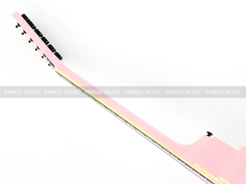 Gloss Soft Pink Thin Body Acoustic-Electric Guitar with Four-Leaf Clover Shaped Sound Hole (LE-550)