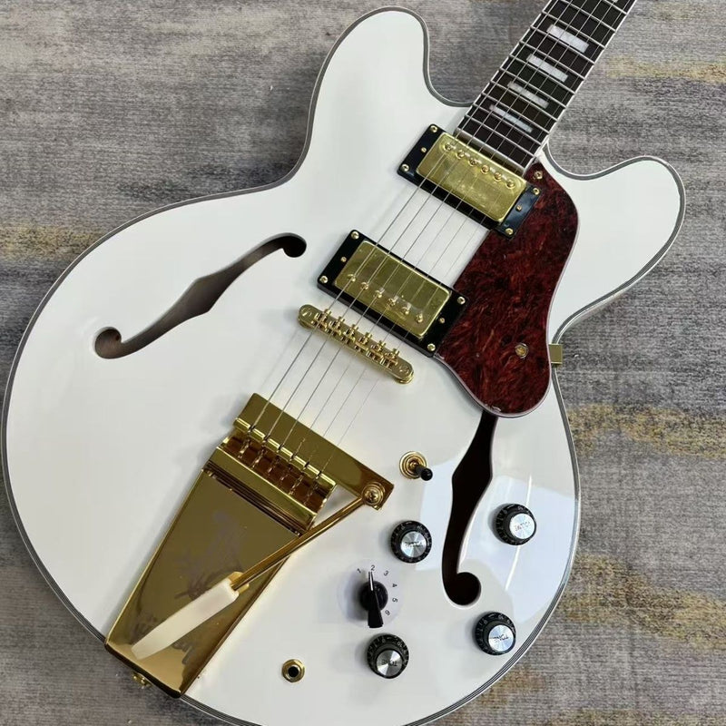 Gloss White Semi-Hollow Body ES355 Style Electric Guitar (LRG-003)