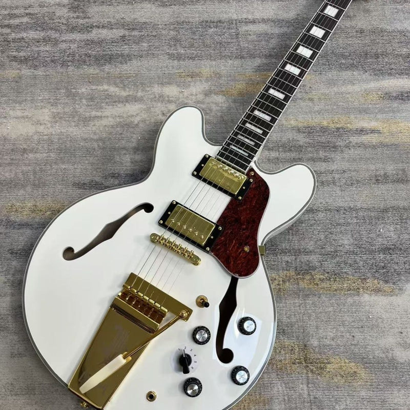 Gloss White Semi-Hollow Body ES355 Style Electric Guitar (LRG-003)