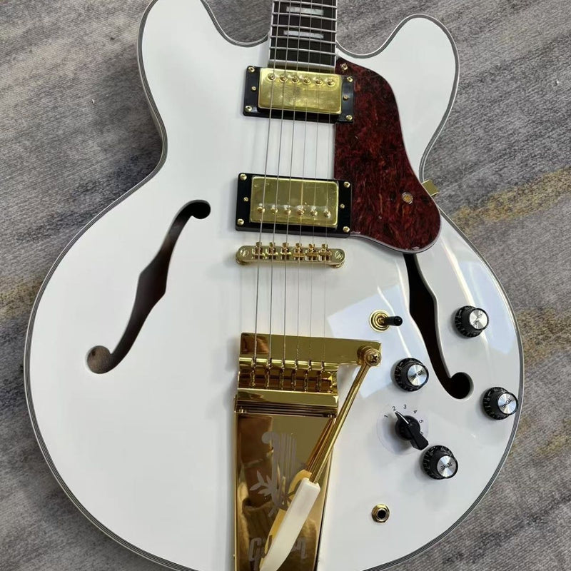 Gloss White Semi-Hollow Body ES355 Style Electric Guitar (LRG-003)