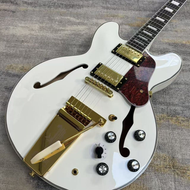 Gloss White Semi-Hollow Body ES355 Style Electric Guitar (LRG-003)