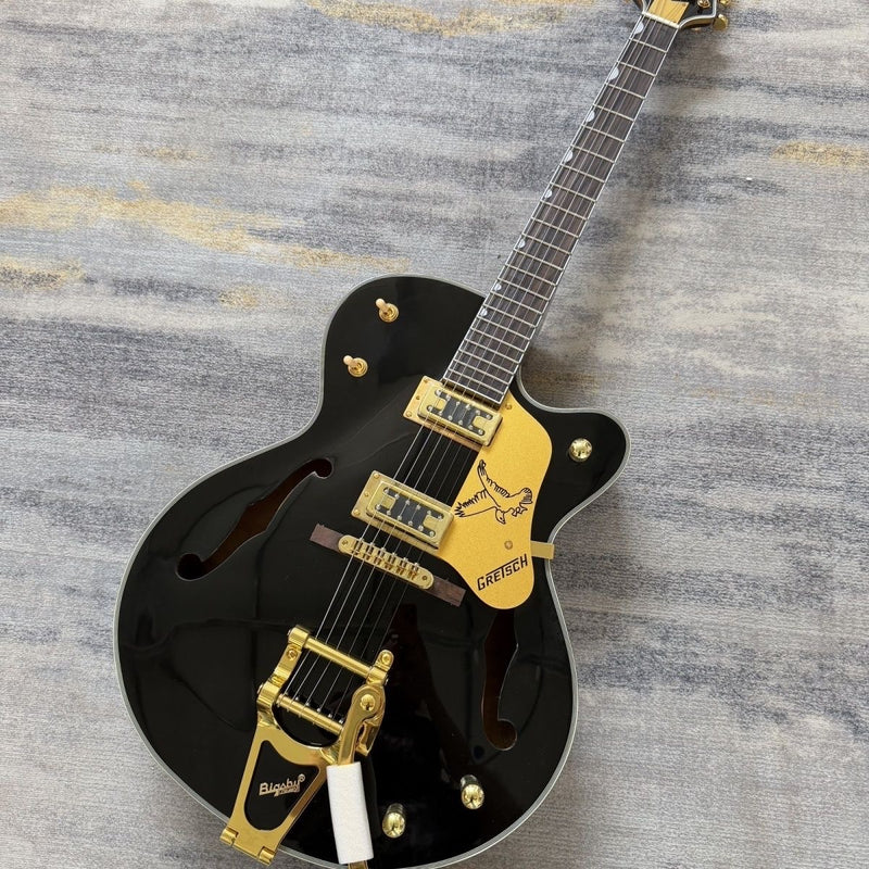 Gre Style Hollow Body Gloss Black Finish Electric Guitar (LRG-001)