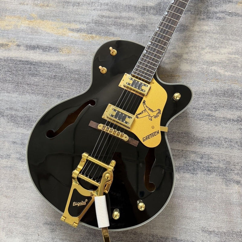 Gre Style Hollow Body Gloss Black Finish Electric Guitar (LRG-001)