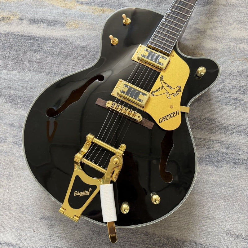 Gre Style Hollow Body Gloss Black Finish Electric Guitar (LRG-001)