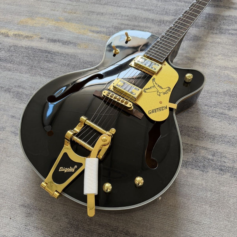 Gre Style Hollow Body Gloss Black Finish Electric Guitar (LRG-001)