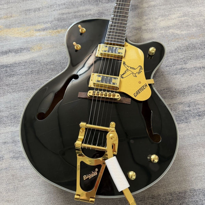 Gre Style Hollow Body Gloss Black Finish Electric Guitar (LRG-001)