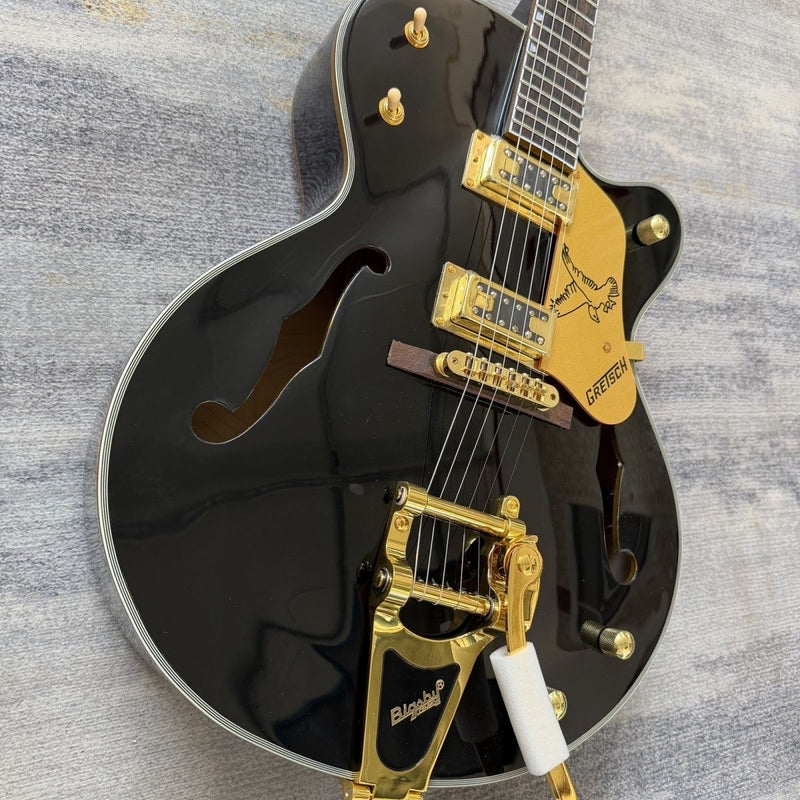 Gre Style Hollow Body Gloss Black Finish Electric Guitar (LRG-001)