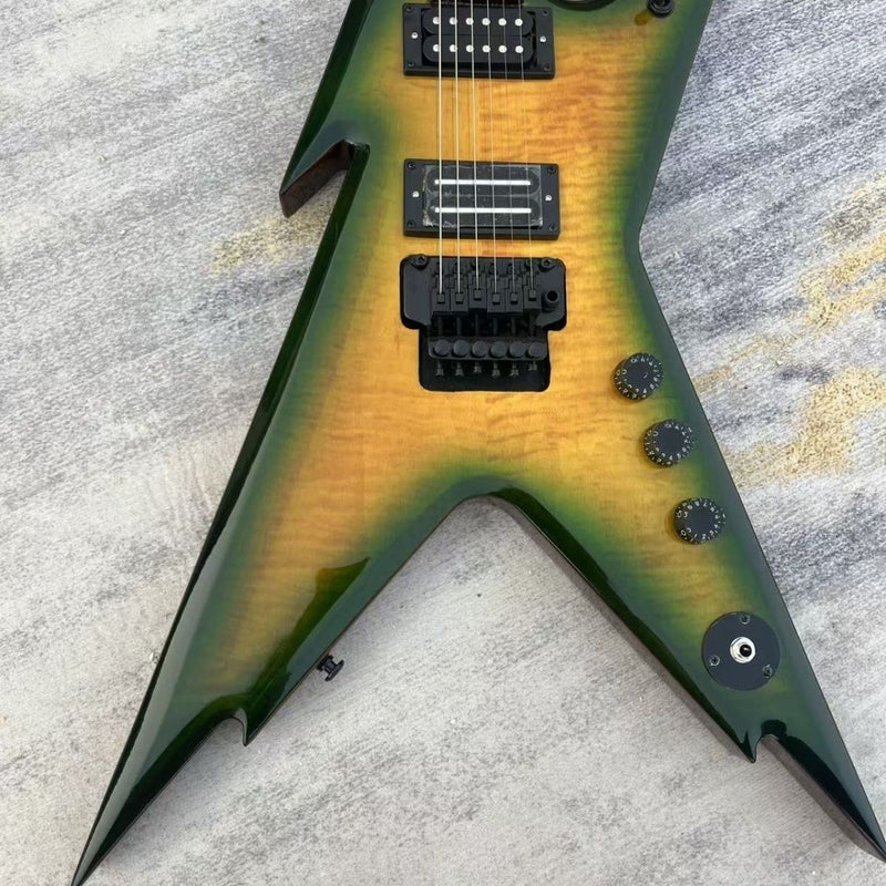 Green Amber Gradient Flamed Maple Electric Guitar (LRG-015)