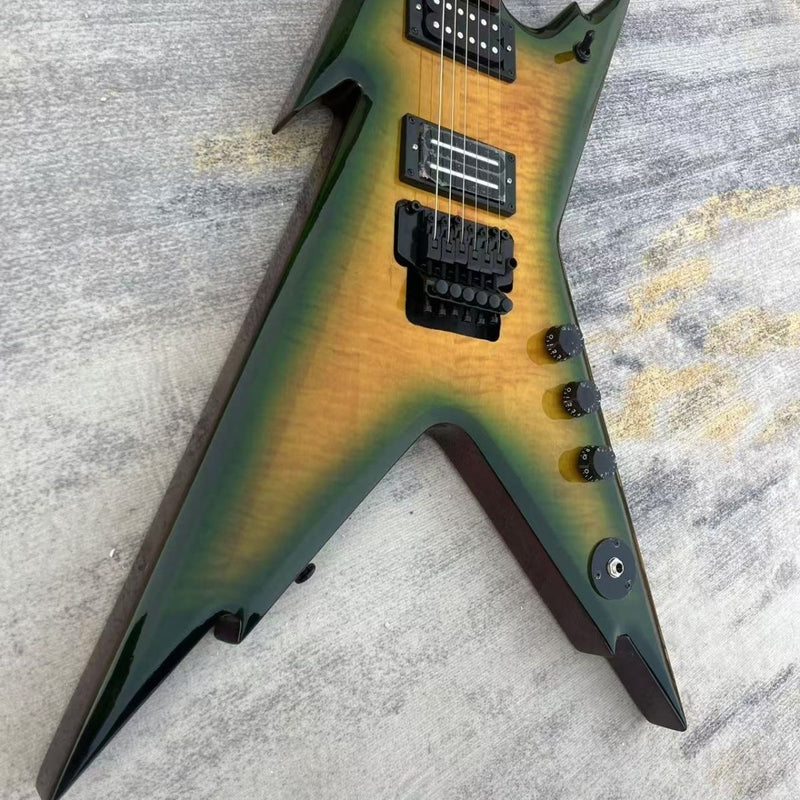 Green Amber Gradient Flamed Maple Electric Guitar (LRG-015)