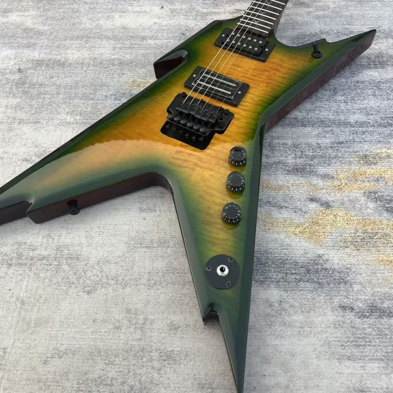 Green Amber Gradient Flamed Maple Electric Guitar (LRG-015)