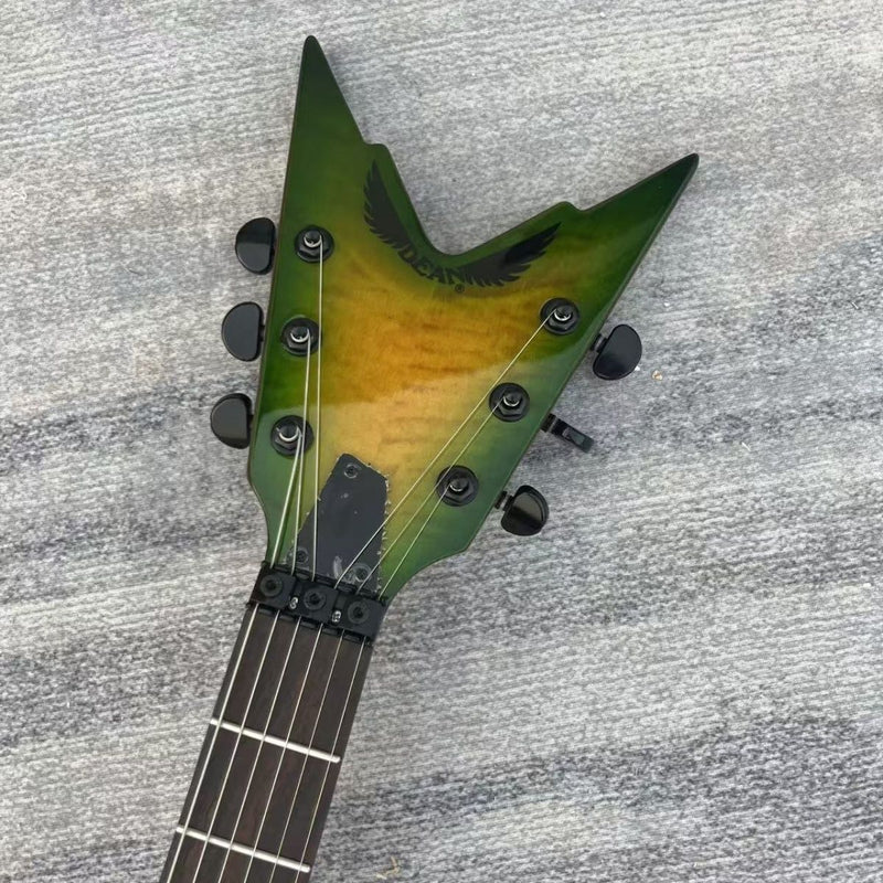 Green Amber Gradient Flamed Maple Electric Guitar (LRG-015)