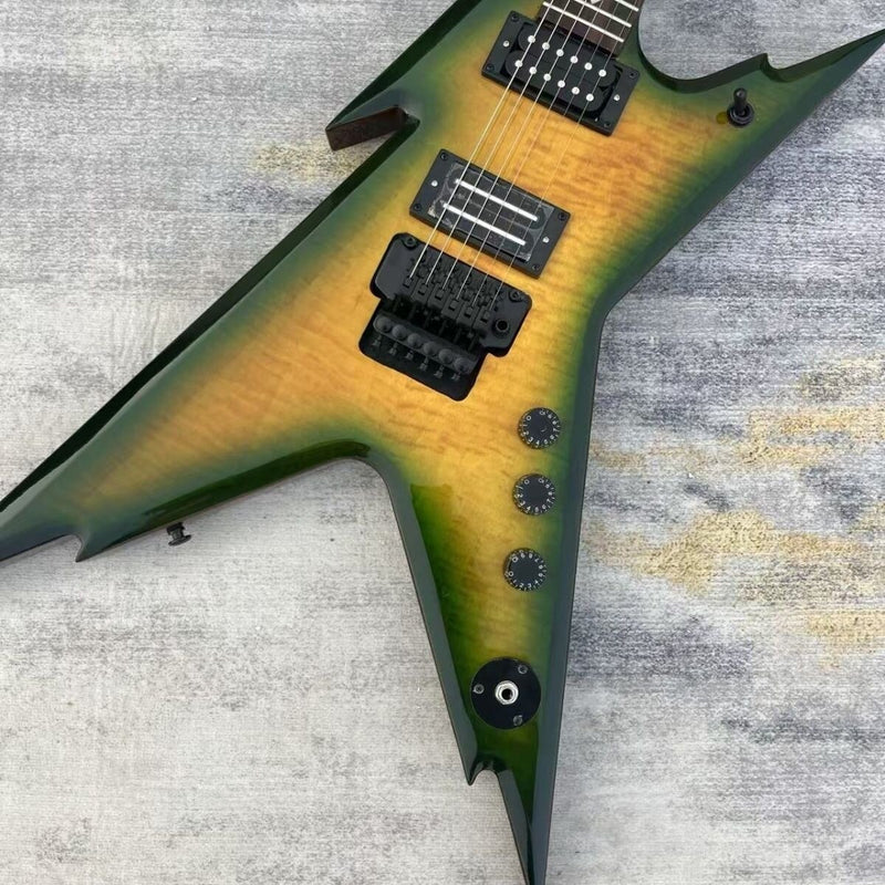 Green Amber Gradient Flamed Maple Electric Guitar (LRG-015)