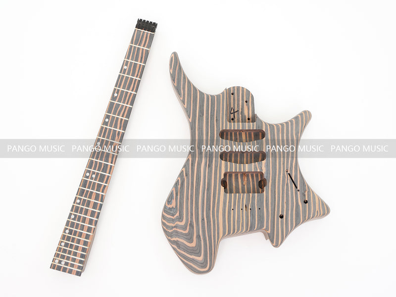 Headless All Zebrawood DIY Electric Guitar Kit (ZQN-016S)