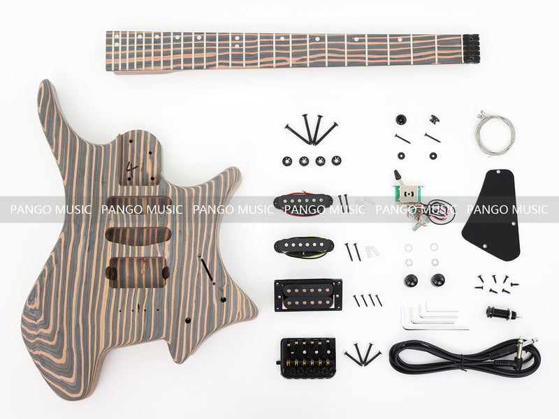 Headless All Zebrawood DIY Electric Guitar Kit (ZQN-016S)