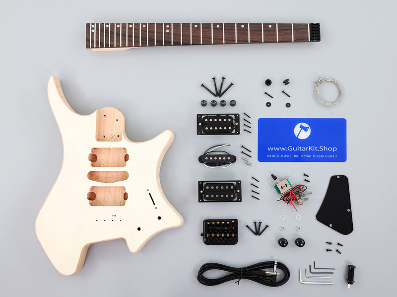 Headless DIY Electric Guitar Kit with AAA Flamed Maple Top (ZQN-008S-X)
