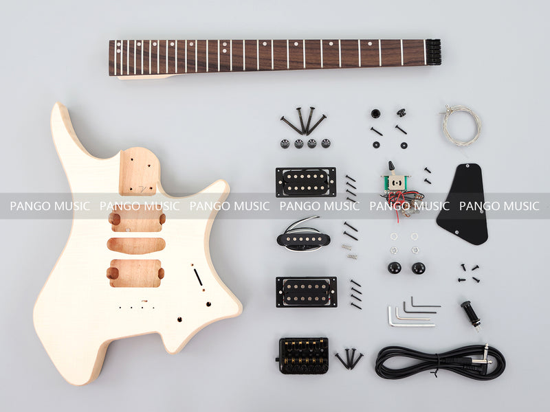 Headless DIY Electric Guitar Kit with AAA Flamed Maple Top (ZQN-008S-X)