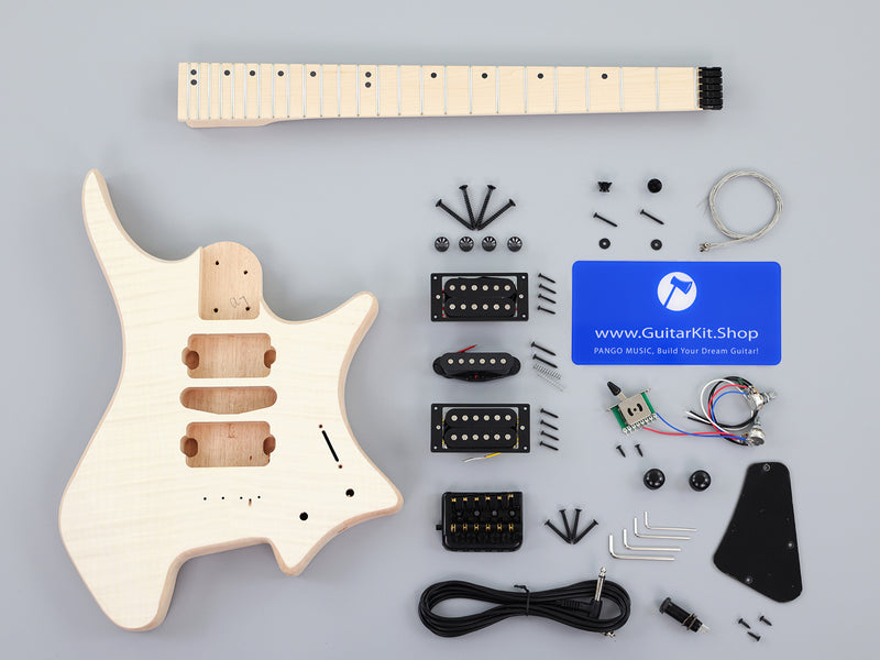 Headless DIY Electric Guitar Kit with AAA Flamed Maple Veneer (ZQN-012S-D)