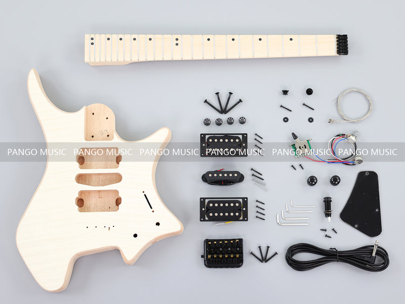 Headless DIY Electric Guitar Kit with AAA Flamed Maple Veneer (ZQN-012S-D)