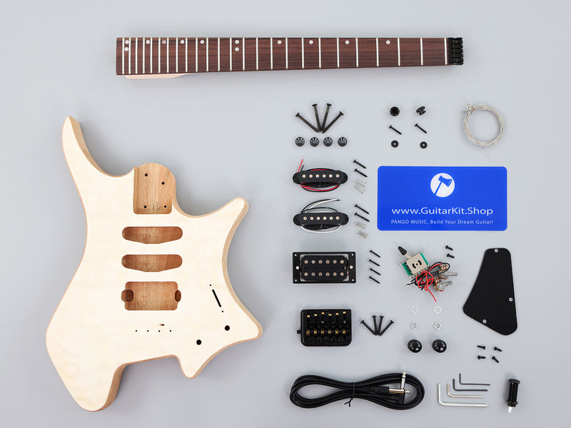 Headless DIY Electric Guitar Kit with AAA Quilted Maple Top (ZQN-021S-X)