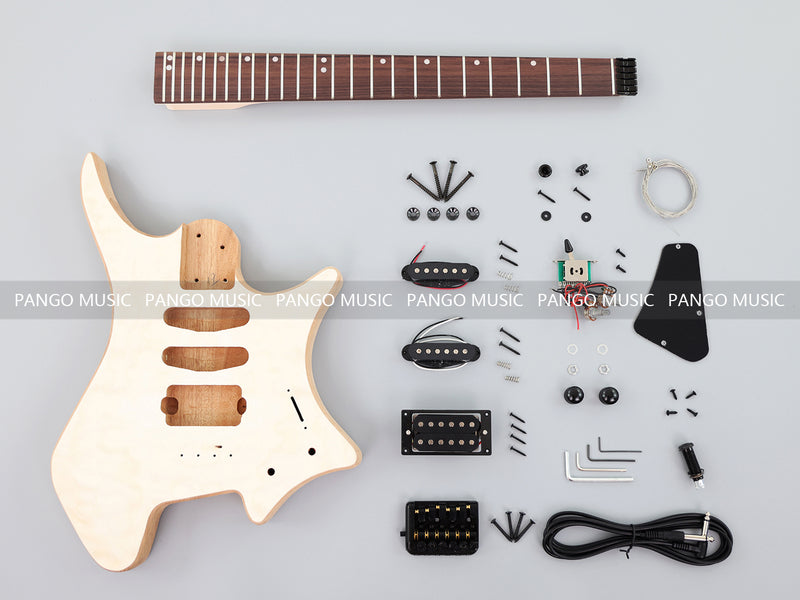 Headless DIY Electric Guitar Kit with AAA Quilted Maple Top (ZQN-021S-X)